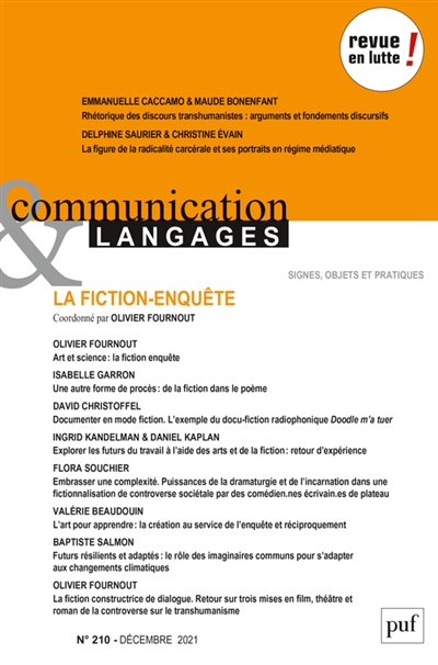Communication & langages, n° 210. La fiction-enquête