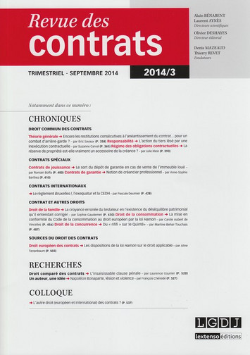 Revue des contrats, n° 3 (2014)