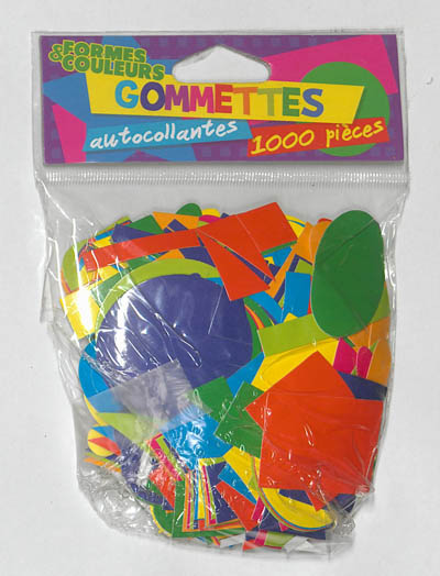 Gommettes autocollantes formes & couleurs : 1.000 pièces
