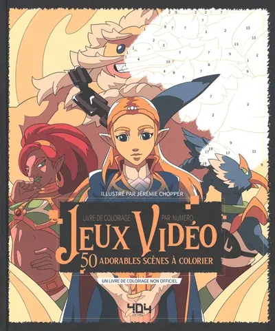 Jeux vidéo : 50 adorables scènes à colorier : livre de coloriage par numéro