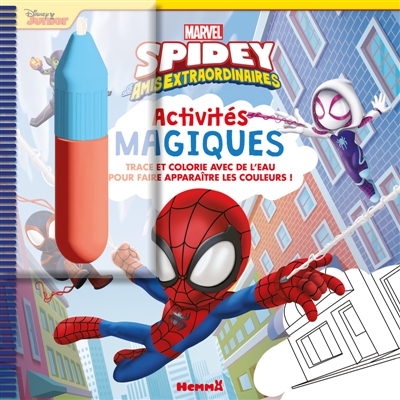 marvel spidey et ses amis extraordinaires : activités magiques (spidey dans les airs) : trace et colorie avec de l'eau pour faire ap