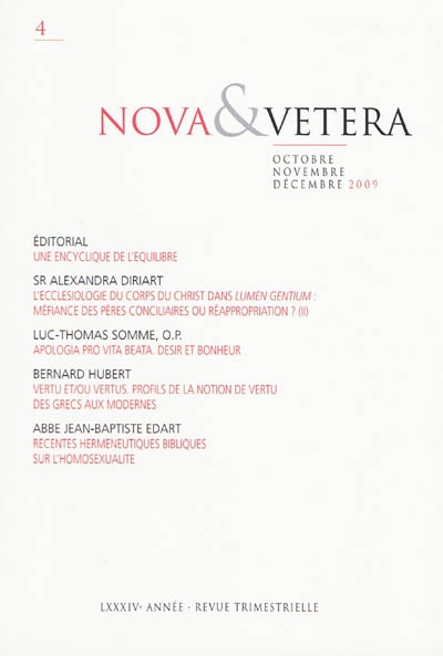 Nova & vetera, n° 4 (2009)