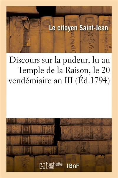 Discours sur la pudeur, lu...