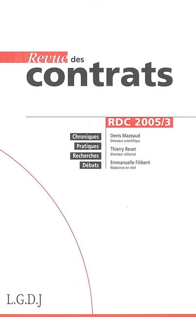 Revue des contrats, n° 3 (2005)