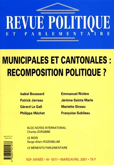 Revue politique et parlementaire, n° 1011. Municipales