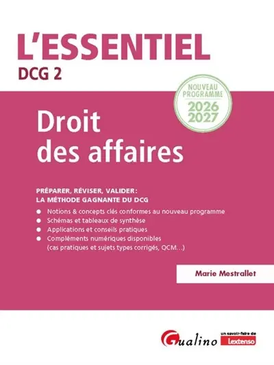 Droit des affaires, DCG 2 : nouveau programme 2026-2027