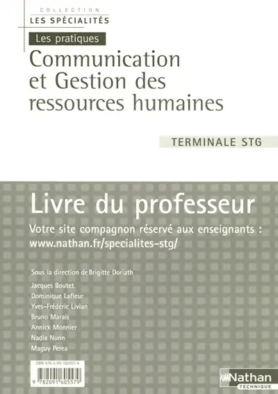 Communication et gestion des ressources humaines terminale STG