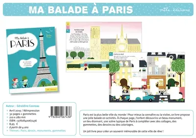 Ma balade à Paris : en coloriages, découpages et gommettes