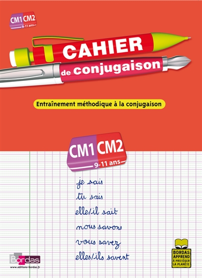 Cahier de conjugaison, cours moyen, CM1-CM2, 9-11 ans : entraînement méthodique à la conjugaison