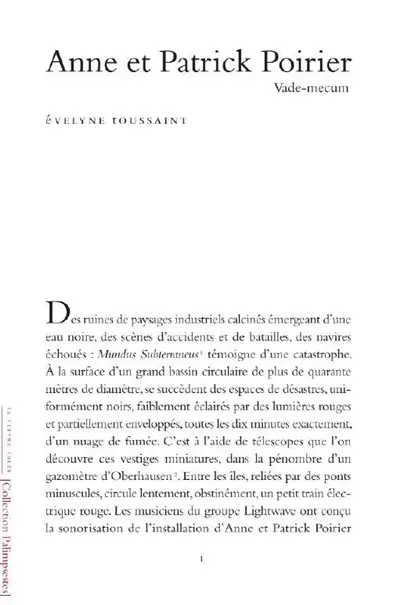 Anne et Patrick Poirier : vade-mecum