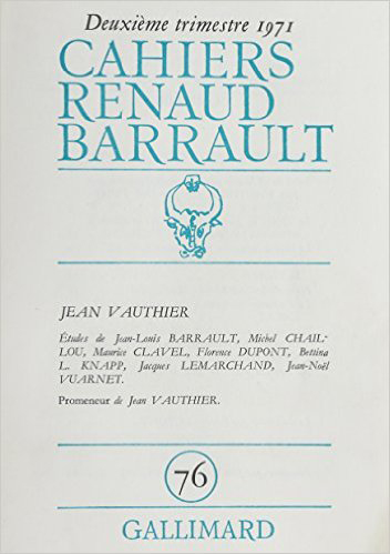 cahiers renaud-barrault, n° 76. jean vauthier