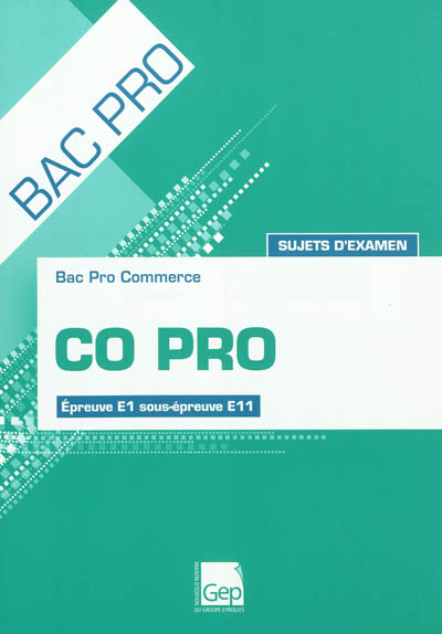 Co pro : bac pro commerce, épreuve E1 sous-épreuve E11 : sujets d'examen