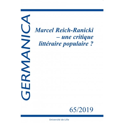 Germanica, n° 65. Marcel Reich-Ranicki : une critique littéraire populaire ?