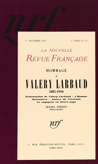 Hommage à Valéry Larbaud