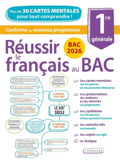 Réussir le français au bac 1re générale : plus de 30 cartes mentales pour tout comprendre ! : conforme au nouveau programme, bac 2026