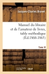 Manuel du libraire et de l'amateur de livres. Tome VI, table méthodique (Ed.1860-1865)