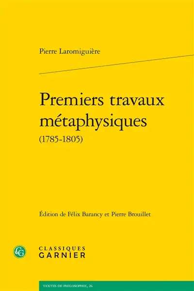 Premiers travaux métaphysiques (1785-1805)