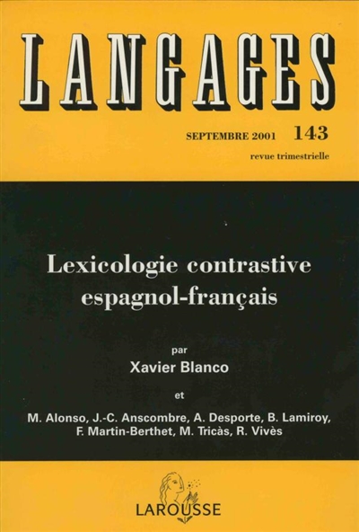 Langages, n° 143. Lexicologie contrastive espagnol-français