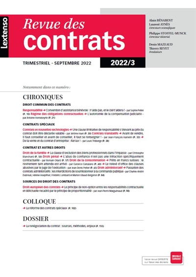 Revue des contrats, n° 3...