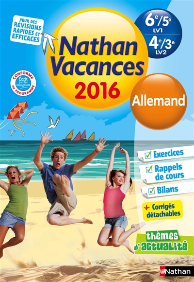 Nathan vacances 2016, 6e-5e LV1, 4e-3e LV2 : allemand