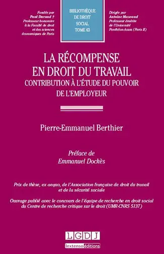 La récompense en droit du travail : contribution à l'étude du pouvoir de l'employeur