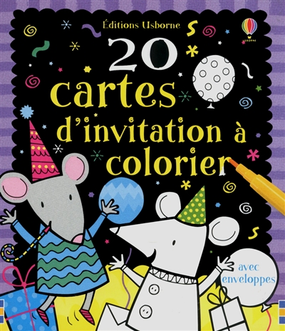 20 cartes d'invitation à colorier : avec enveloppes