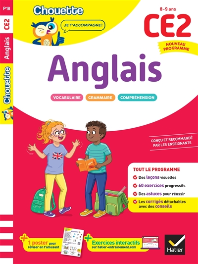 Anglais CE2, 8-9 ans : leçons et exercices corrigés : cahier de soutien, nouveau programme