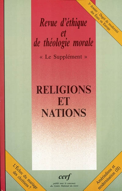 Revue d'éthique et de théologie morale, n° 228. Religions et nations : colloque à Stuttgart et Tübingen