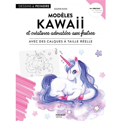 Modèles kawaii et créatures adorables aux feutres : avec des calques à taille réelle