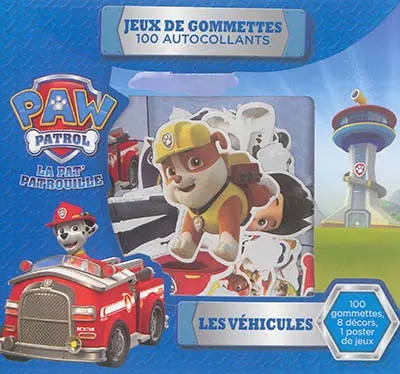 Paw Patrol, la Pat' Patrouille : les véhicules : jeux de gommettes, 100 autocollants