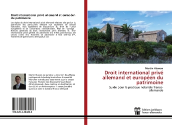 Droit international prive allemand et europeen du patrimoine