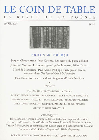 Coin de table (Le), n° 58. Pour un art poétique
