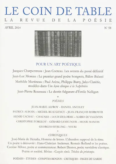 Coin de table (Le), n° 58. Pour un art poétique