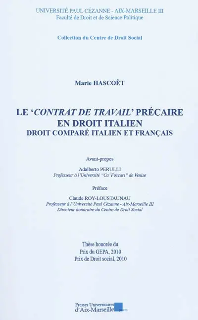 Le contrat de travail précaire en droit italien : droit comparé italien et français