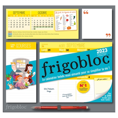 Frigobloc, mon calendrier hebdomadaire : de septembre 2022 à décembre 2023 : le calendrier maxi-aimanté pour se simplifier la vie !
