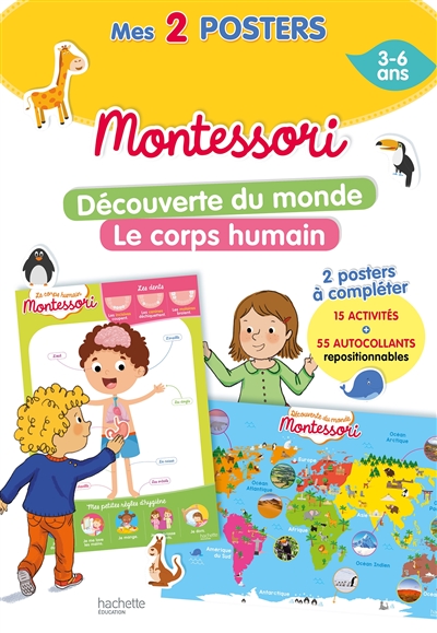 Mes 2 posters Montessori : découverte du monde, le corps humain : 3-6 ans
