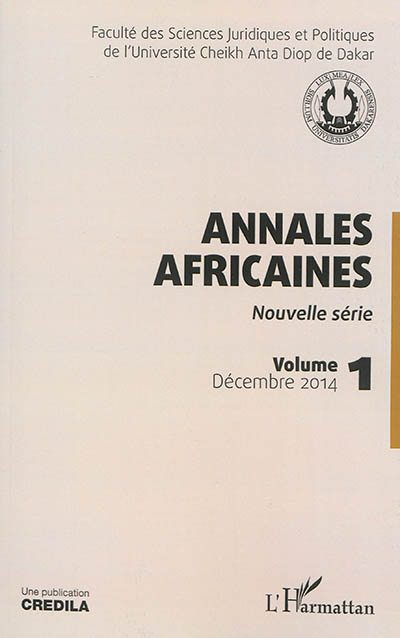 Annales africaines : nouvelle série, n° 1 (2014)