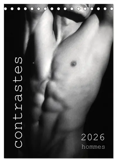 Contrastes hommes (Calendrier de bureau 2026 DIN A5 horizontal), CALVENDO calendrier mensuel : Calendrier mensuel avec 13 photos en noir et blanc avec du nu artistique masculin