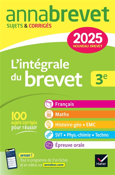 L'intégrale du brevet 3e : nouveau brevet 2025