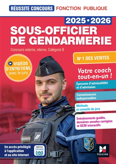 Sous-officier de gendarmerie 2025-2026 : concours externe, interne, catégorie B