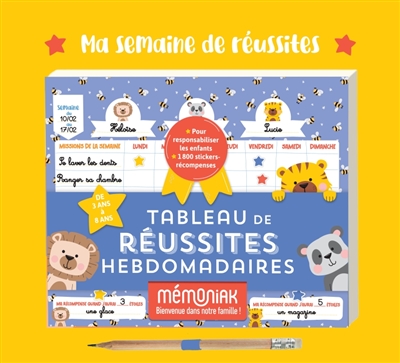 Tableau de réussites hebdomadaires : de 3 ans à 8 ans