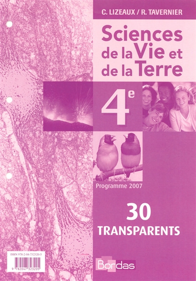 Sciences de la vie et de la terre 4e : pochette de 30 transparents