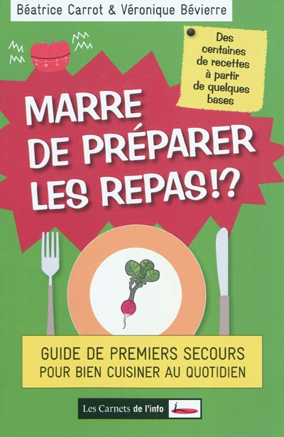 Marre de préparer les repas ! : guide de premiers secours pour bien cuisiner au quotidien : des centaines de recettes à partir de quelques bases