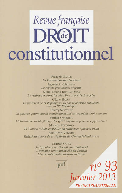 Revue française de droit constitutionnel, n° 93