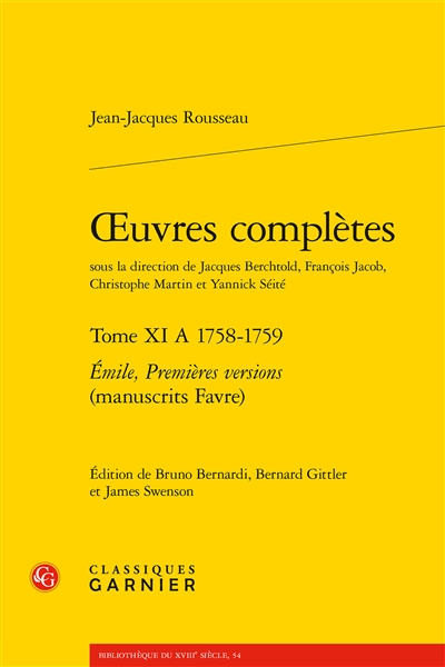 Oeuvres complètes. Vol. 11 A. 1758-1759