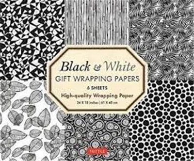 Black & White Gift Wrapping Papers 6 Sheets