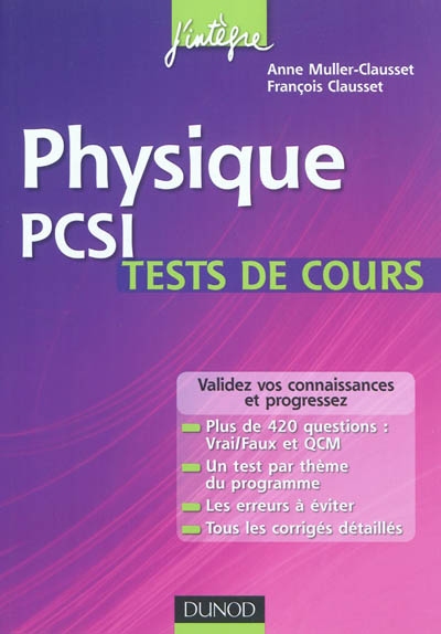 Physique PCSI : tests de cours