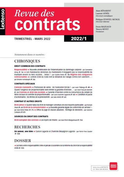Revue des contrats, n° 1...