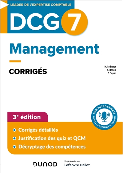 DCG 7, management : corrigés