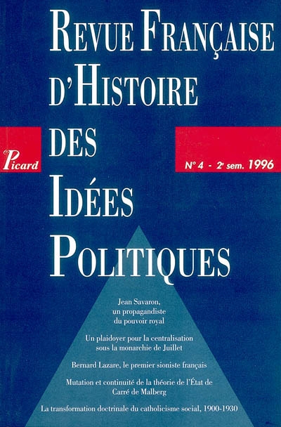 revue française d'histoire des idées politiques, n° 4